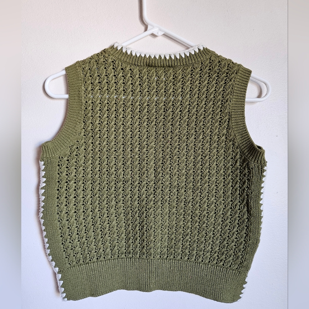 Varley Womens XS Delaney Knit Crochet Sweater Vest Layering Academia Chunky - Picture 2 of 8
